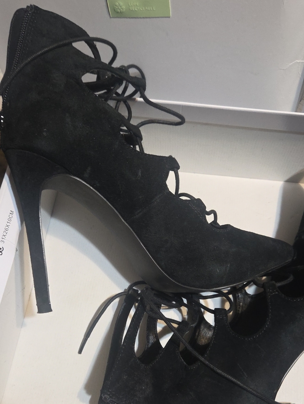 Steve Madden Black Suede Lace-Up Stiletto Heels